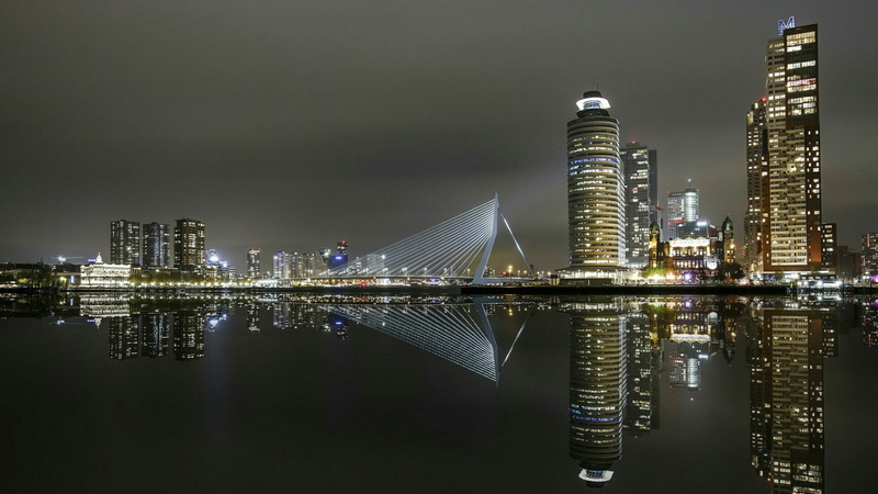 water, cityscape, urban area, modern, rotterdam, tower block, tall - high, city, europe, landmark, architecture, built structure, bridge, outdoors, reflection