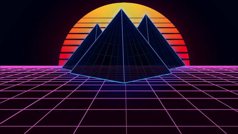 pyramid, digital art, 1080P, synthwave, Retrowave