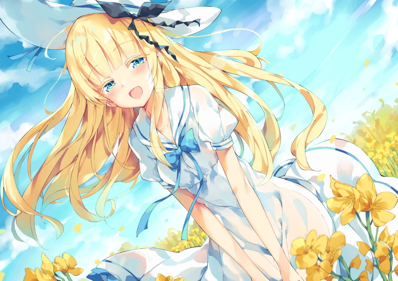 Blue Eyes, Blonde, Juliet Persia, 1080P, Anime, Flower, Dress, Kishuku Gakkou No Juliet