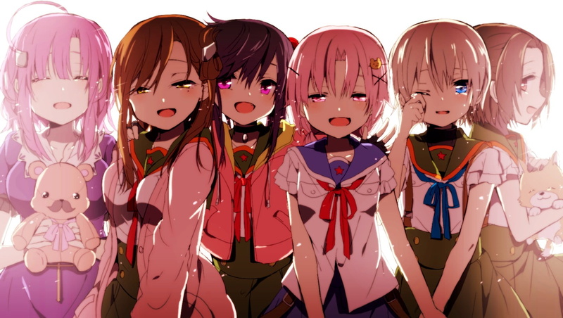 creativity, art and craft, studio shot, representation, celebration, anime, Gakkou Gurashi! , 720P, women, variation, indoors, large group of objects