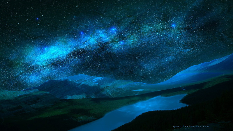 night, star, Milky Way, idyllic, stars, astronomy, landscape, majestic, sky, clusters, galaxy, 1080P, tranquility, tranquil scene, star - space, lake