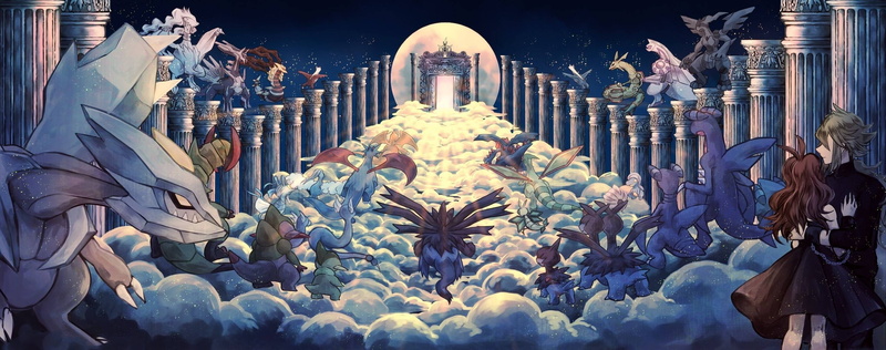 computer Graphic, illustration, abstract, ornate, statue, architectural column, place of worship, fantasy, travel, backgrounds, 2K, anime, Pokémon, religion