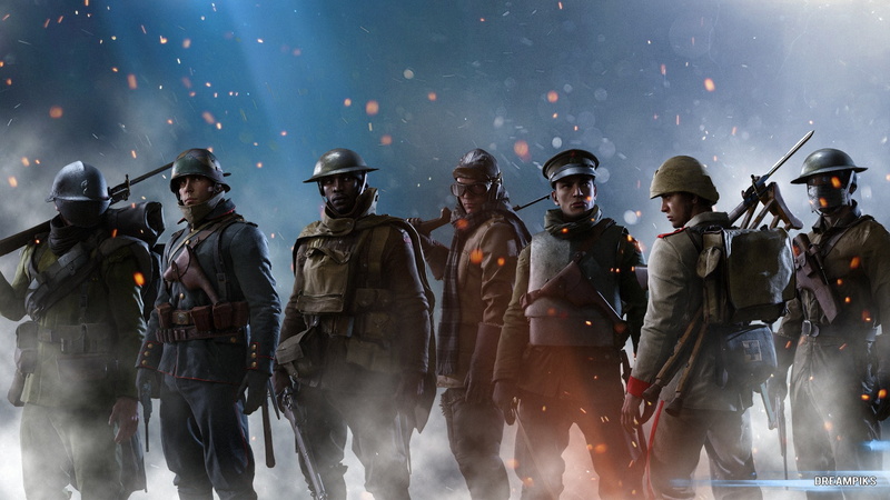 battlefield, uprise, class, 1080P, red, soldiers, battlefield 1, particles, dice, blue, soldier, world war 1, ww1, dreampiks