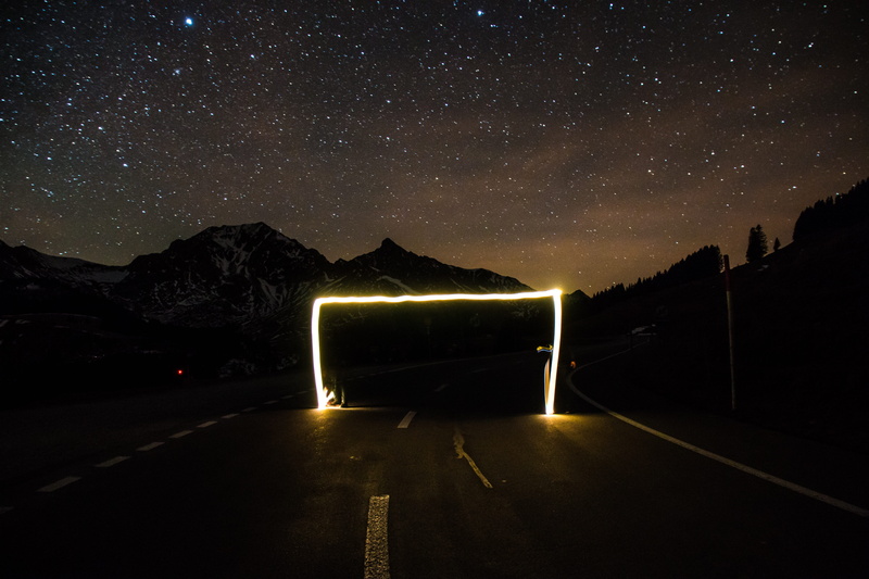 dark, drive slowly, long exposure, 5K, universe, road, gantrisch, Facial, switzerland, space, outdoors, twilight, mountain, clear, evening, astronomy