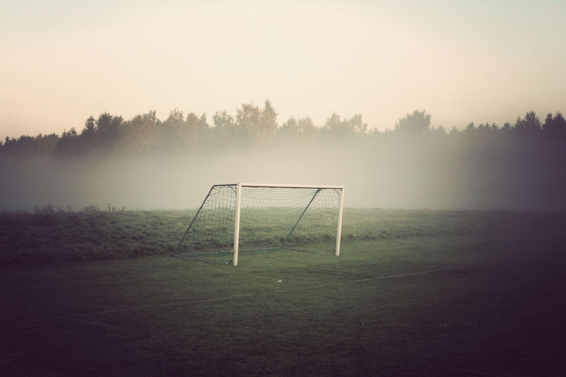 grass, sky, football, soccer field, tranquil scene, no people, goal post, sport, beauty in nature, field, team sport, net, 2K, soccer goal, tranquility