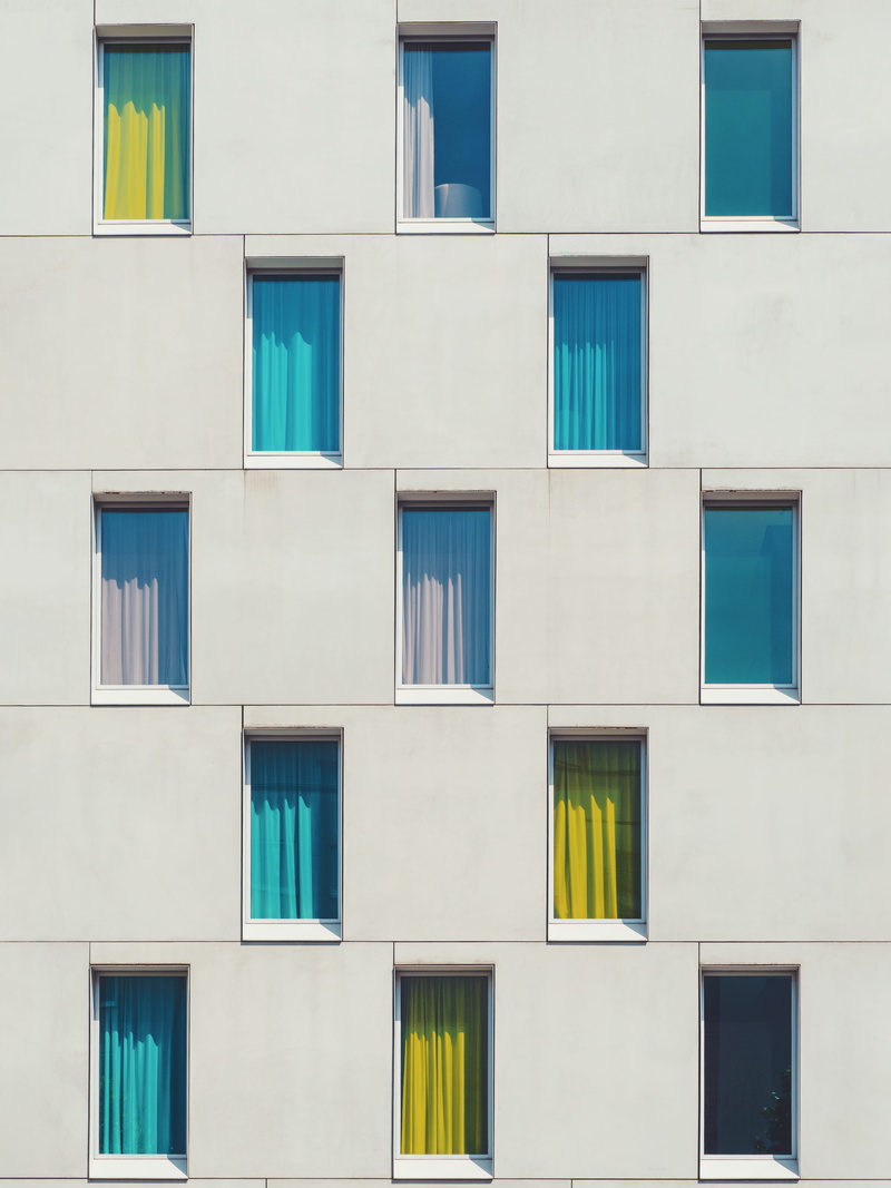 pattern, geometry, symmetry, facade, side by side, residential district, full frame, backgrounds, geometric, day, no people, building exterior, photo, rectangle