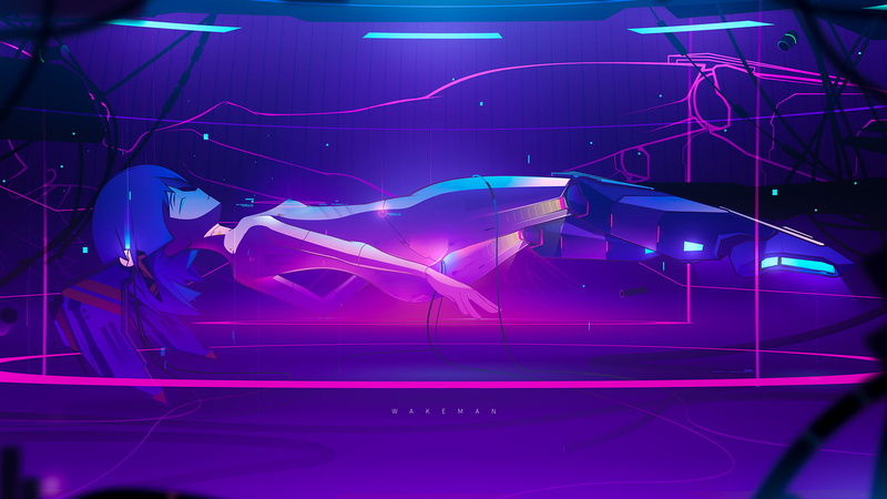 lighting equipment, motion, connection, original characters, xj9, cyberpunk, purple, flowing, arts culture and entertainment, digital composite, electricity