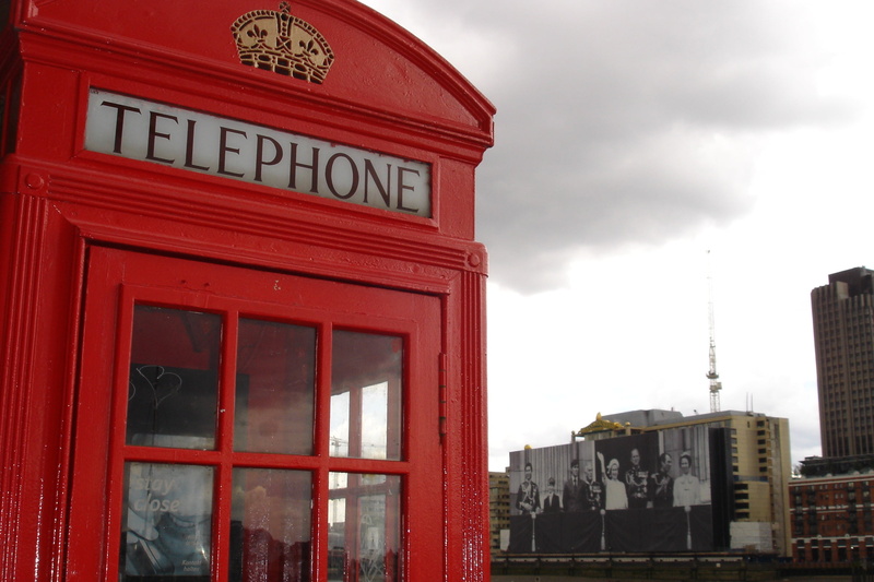 architecture, western script, outdoors, sky, cloud - sky, day, telephone Booth, city, famous Place, england, no people, text, building exterior, uK, red