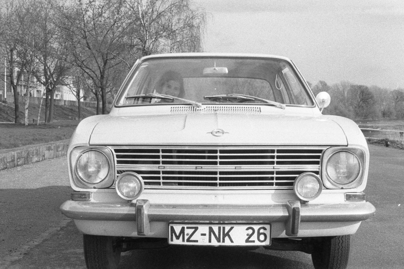 nature, opel, vintage car, auto, stationary, motor vehicle, the past, history, front view, classic, black and white, 1967, headlight, land vehicle, tree