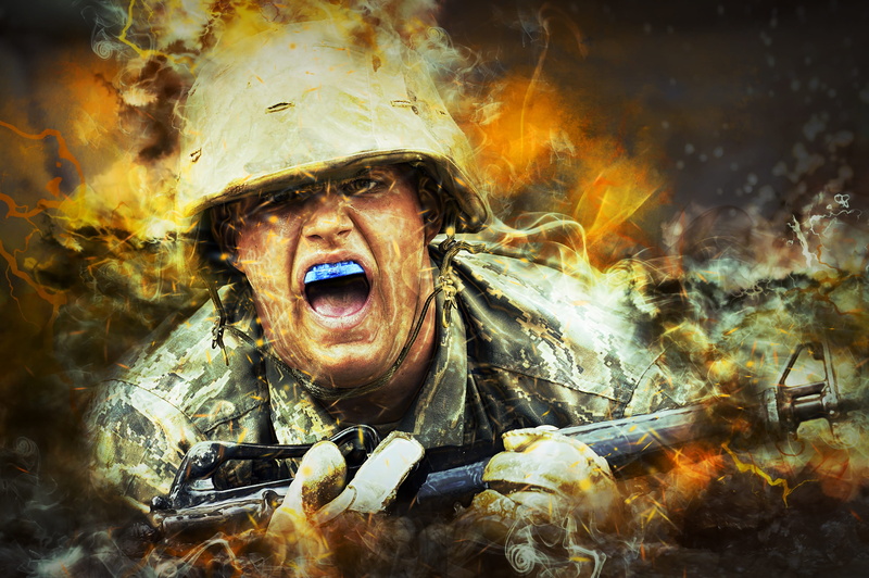 one person, smoke, soldier, rifle, portrait, man, human face, fire, close-up, fear, scream, fire - natural phenomenon, evil, military, tough, flame, spooky