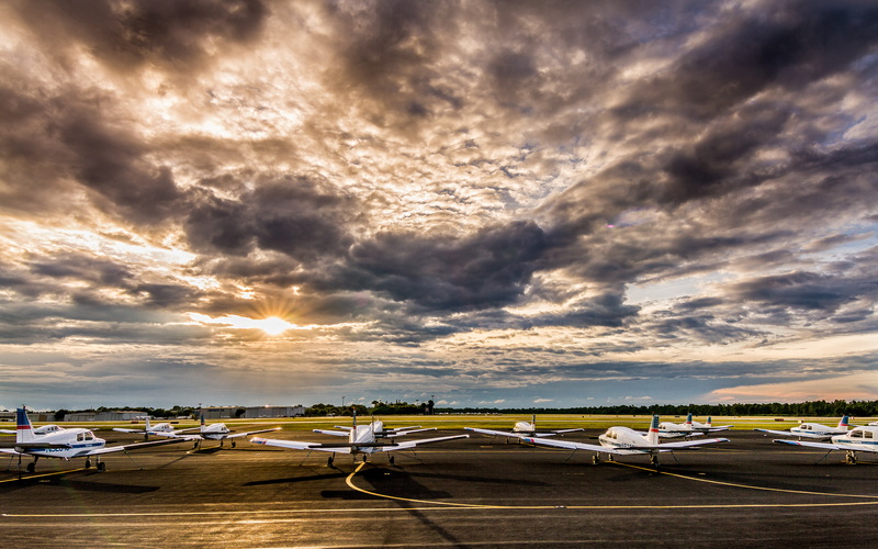 sunset, sky, cadets, field, aircraft, clouds, airplanes, 4K, florida, verobeachairport, reloaded, photography