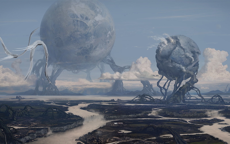 skyscapes, clouds, 720P, x, sciencefiction, art, animals, hd, fantasy, water, birds