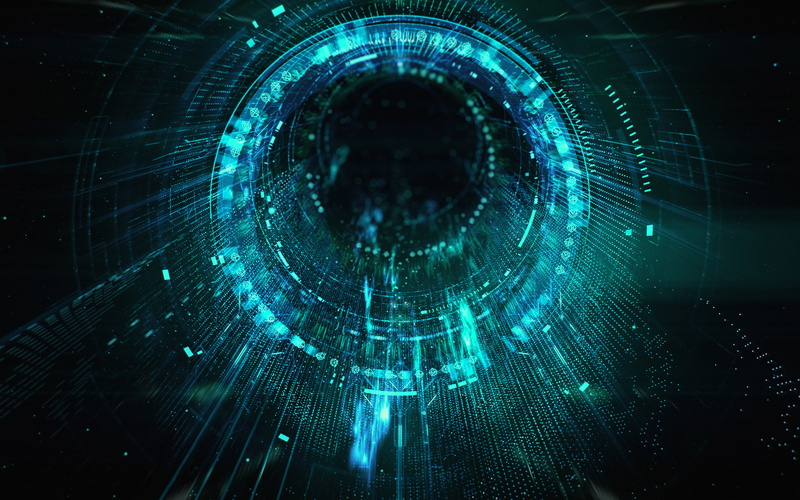 pattern, blue, abstract, light - natural phenomenon, illustration, blackhole, futuristic, digital composite, close-up, full frame, digital, night, one person