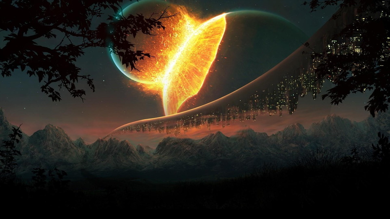 space art, explosion, fantasy art, nature, sky, space, darkness, collide, earth, night, astronomical object, 1080P, universe, planet, phenomenon
