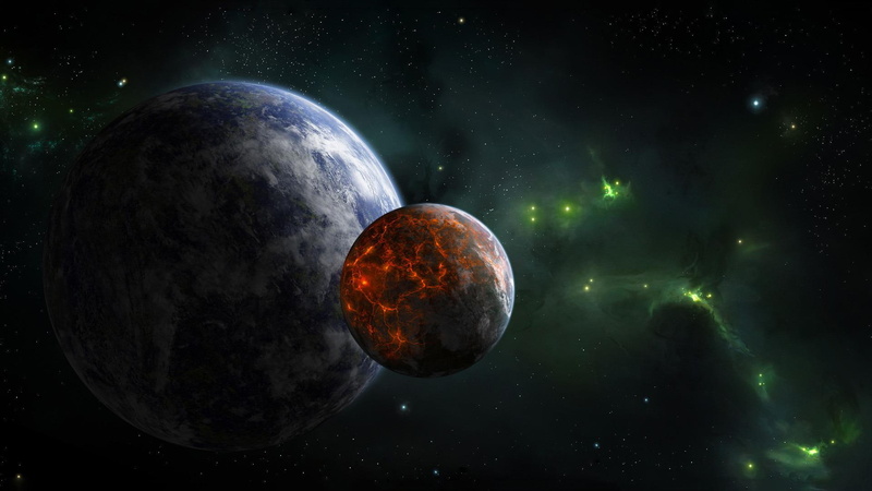 1080P, planets, planet, space, 1920x1080, collide, two