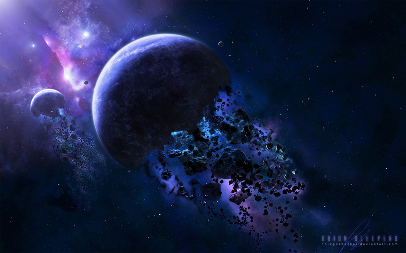 collide, asteroids, digital, digital universe, space, 2K, universe, illustration, hd, planted