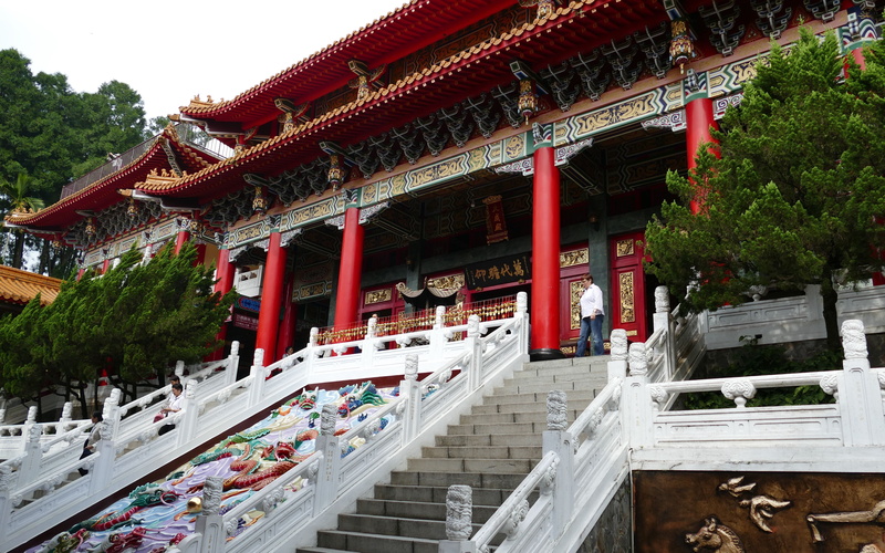 china, building, sun moon lake, belief, temple, place of worship, plant, outdoors, gods, tree, taoism, nature, eaves, taiwan, building exterior, stairs