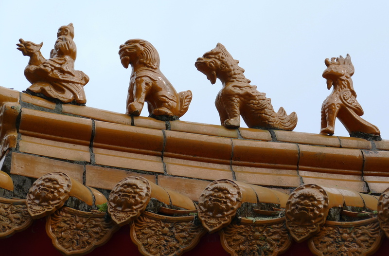 lion, sun moon lake, 4K, roof, historically, sculpture, taiwan, human representation, mammal, built structure, building exterior, figure, low angle view