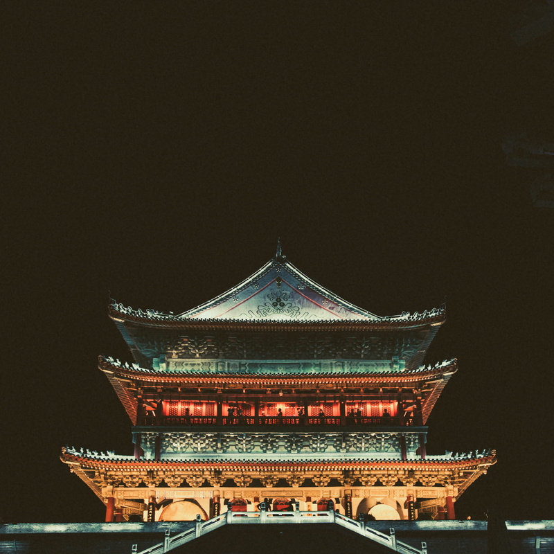 ornate, taoism, glow, belief, built structure, pagoda, architecture, religion, the past, light, buddha, place of worship, dark, night, roof, 2K, xian