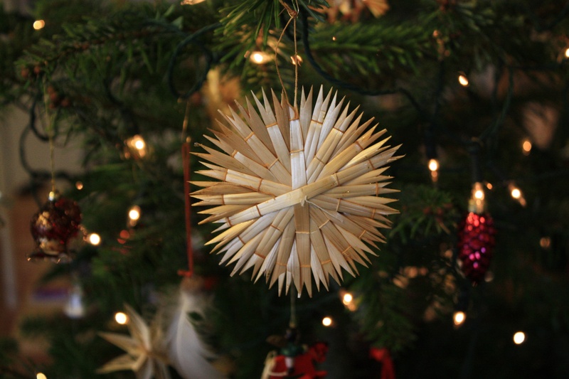 tree, christmas ornaments, cross, christmas time, christmas lights, star, celebration, festival, candle, strohstern, postcard, night, christmas eve, no people