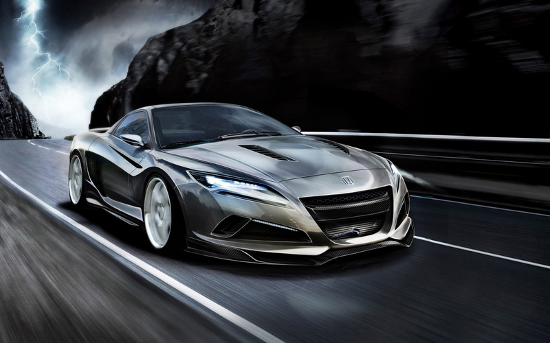 honda, japanese, background, running, lightning, brand, car, dark background, famous brand, famous, dark, 2K, japanese car
