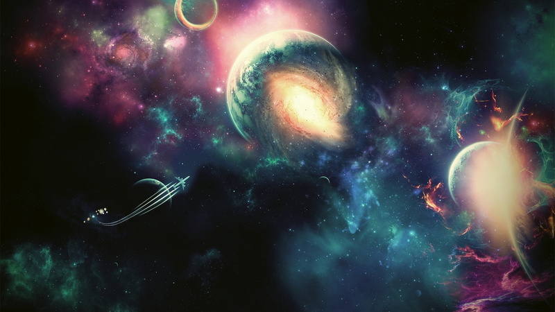 galaxy, nebula, constellation, planet, fantasy art, 1080P, colorful, black holes, stars, artwork
