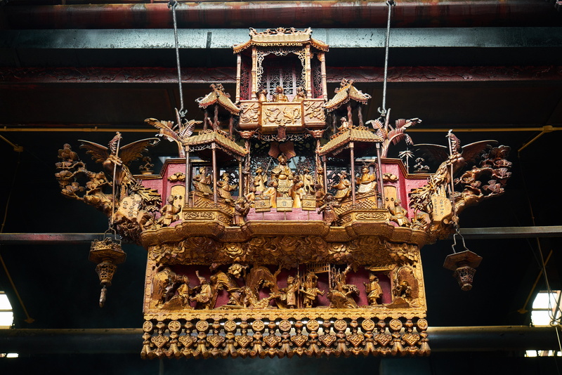 ornate, buddhism, temple, art, indoors, statue, human representation, no people, belief, culture, historical, god, travel, low angle view, buddhist, chinese