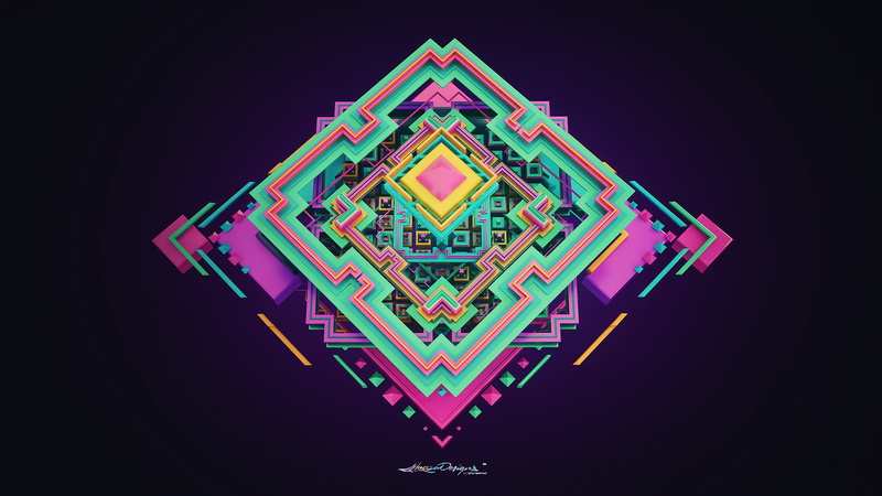 1080P, shape, studio shot, illuminated, rhombus, cpu, pink, art and craft, multi colored, links, vibrant color, square, blue, directly above, large group of objects