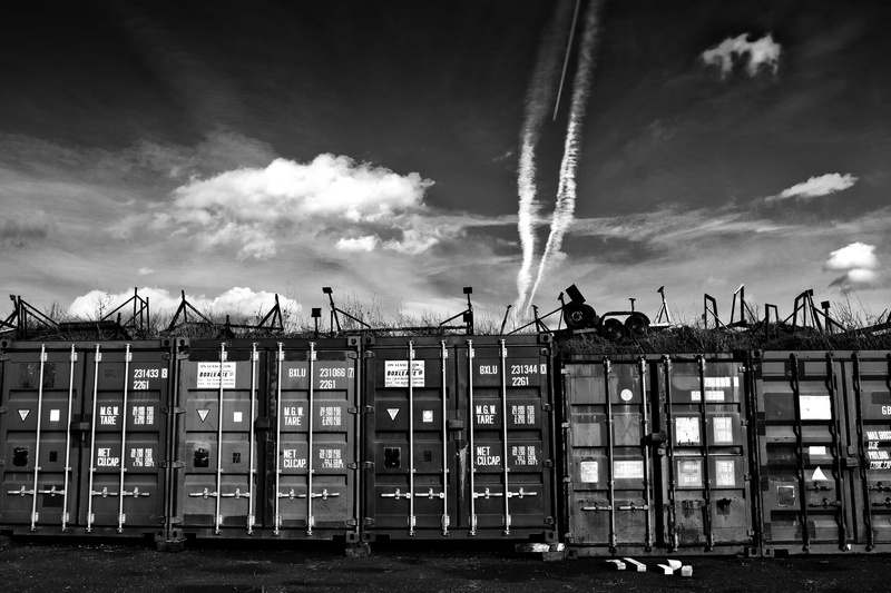 built structure, high, monochrome, construction industry, 4K, England, building exterior, containers, cloud - Sky, building, Kent, transportation, outdoors