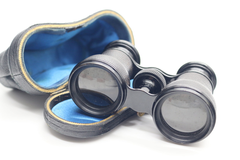 lens - eye, optics, studio shot, security, antique, indoors, looking, vintage binoculars, safety, vision, exploration, close-up, opera glasses, cut out