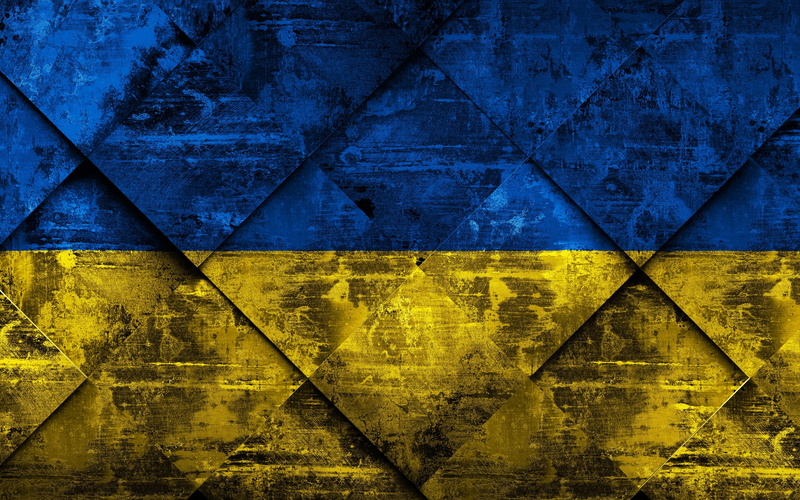 Grunge Art, Ukrainian Flag, 4K, Ukraine, Rhombus Grunge Texture, National Symbols, Flag, Europe, Flag Of Ukraine