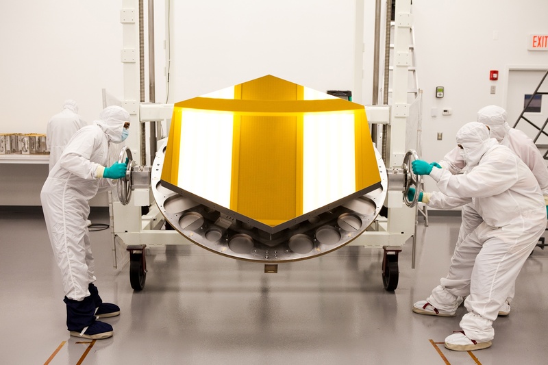 manufacturing, study, occupation, holding, protection, space telescope, space, group, test, obscured face, mirror, gold, cell, healthcare and medicine