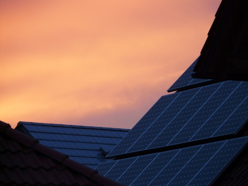 roof, sky, panels, outdoors, solar cells, environmental conservation, solar energy, power supply, solar power, roof tile, environmentally friendly, 2K