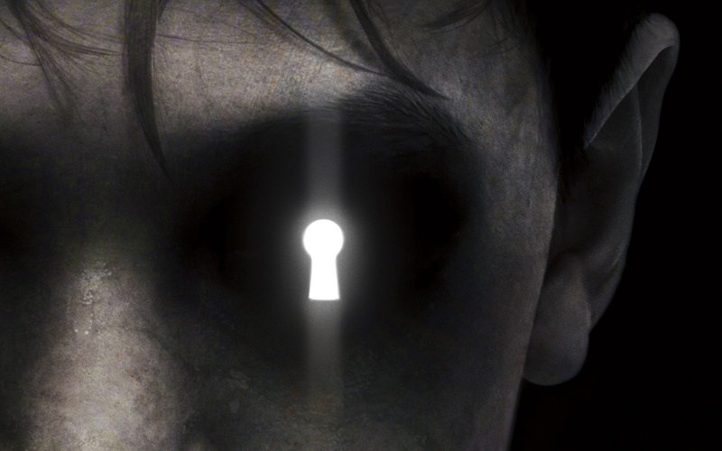 Movies, adult, dark, man, lighting equipment, black background, mystery, human face, finger, close-up, glowing, Hollywood Movies, indoors, human limb