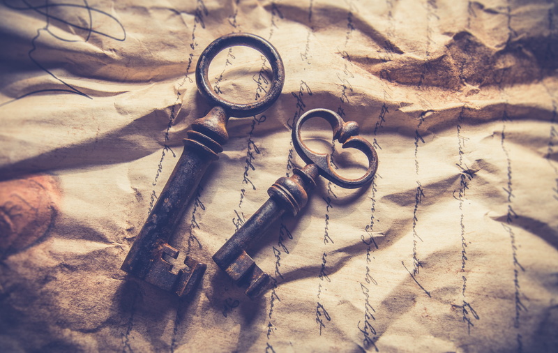 paper, indoors, close-up, instrument of time, two, key, skeleton, clock, antique, still life, land, watch, no people, dirt, rust, brown, jewelry, photography