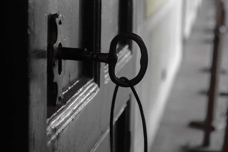 skeleton, alloy, leaving, key, entrance, log, black, closed, prison, safety, handle, security, close-up, gate, 2K, door, punishment, texture, building