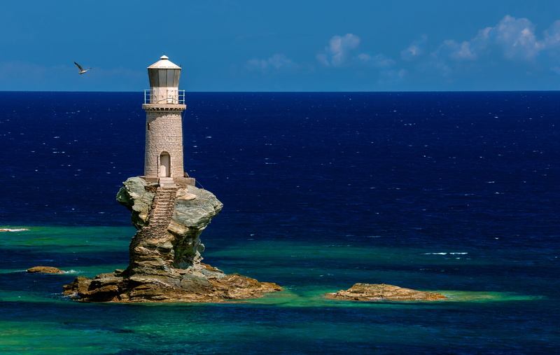 island, Greece, Tourliti Lighthouse, 5K