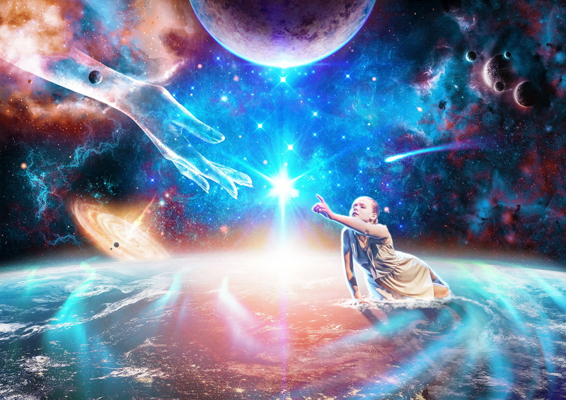 galaxy, hand, stars, planet, feelings, planets, Northern lights, earth, space, quasar, help, 2K, soul, Aurora, light, girl