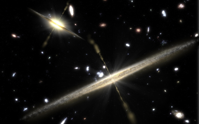 outer, 2K, quasar, space, hd, x, outer space, art, stars, galaxies