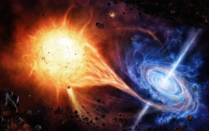 Asteroid, space, abstract, sun, Quasars, stars, 1080P