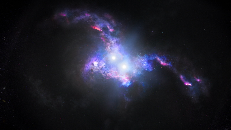 Double Quasars, nebula, digital, stars, Space Core, galaxy, digital art, CGI, 4K