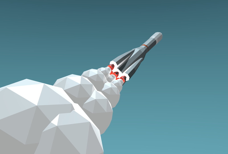 sky, white color, travel, direction, minimalism, guidance, illustration, spaceship, turquoise colored, space, success, smoke, no people, rocket, low poly