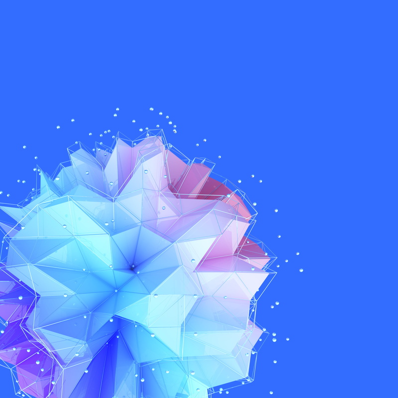 Geometric, Stock, 2K, Blue, Triangles, HTC U11 Plus