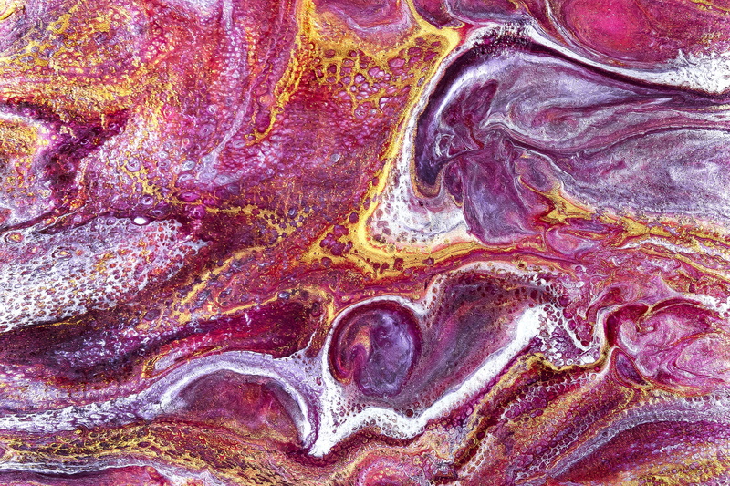 backgrounds, quartz, close-up, color, violet, mauve, no people, pouring, textured, 5K, mineral, cell formation, multi colored, paint, chaos, indoors, art