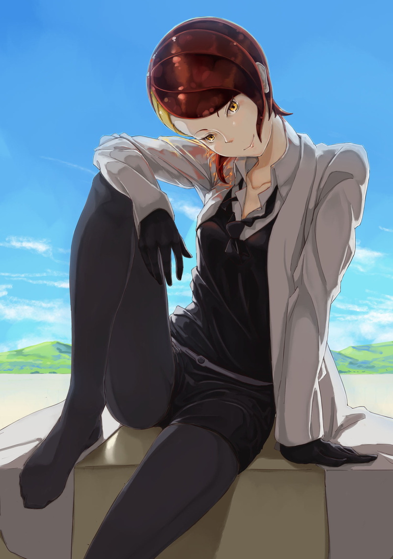 headwear, young adult, business, protection, anime girls, clothing, Houseki no kuni , one person, sitting, three quarter length, nature, adult, jewels