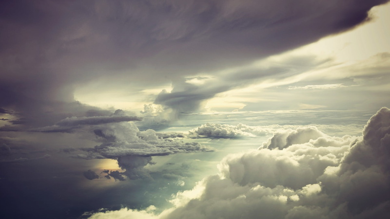 air, 1080P, ominous, beauty In Nature, high Up, dramatic sky, tranquility, power in nature, sunbeam, daytime, sunlight, weather, sunrise - Dawn, nature
