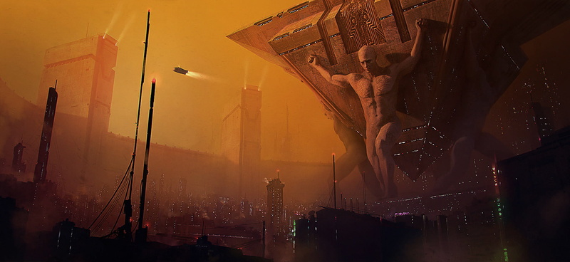 Blade Runner, digital art, fantasy architecture, Atlas (god), Yury Ostapchuk, fantasy city, fantasy art, 1080P