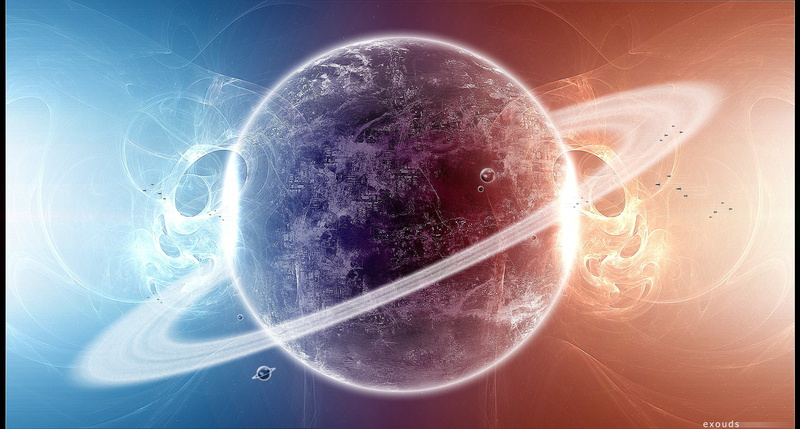 close-up, communication, space art, digital composite, planet, global communications, space, purple, planetary rings, glowing, science, astronomy, technology