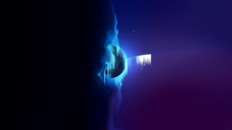 pixel sorting, 1080P, planet, planetary rings, nebula