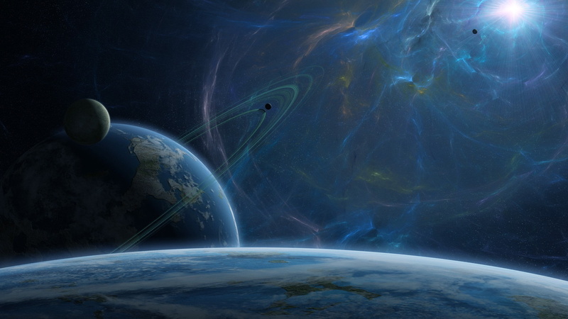 1080P, space art, planetary rings, stars, planet, space